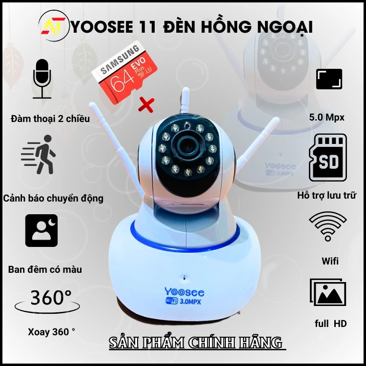 CAMERA IP YOOSEE 360, QUAN SÁT RÕ NGÀY VÀ ĐÊM, VÀ THẺ NHỚ,CAMERA WIFI KẾT NỐI KHÔNG DÂY GIÁM SÁT(MÃ CAMERA KO MÀU)