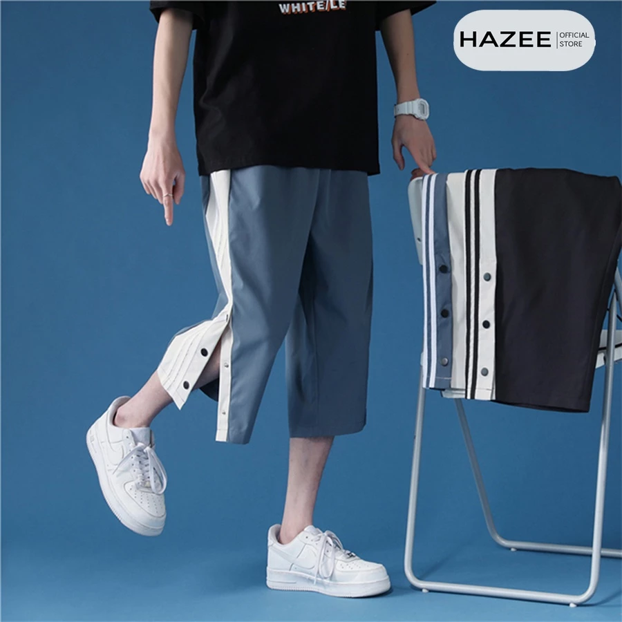 Quần short lững HAZEE unisex thể thao phối cúc lửng nam nữ mặc nhà ulzzang
