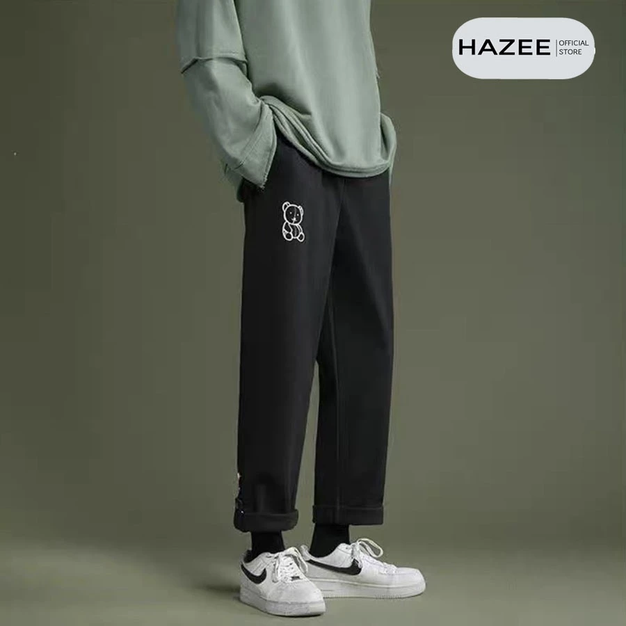 Quần baggy ống đứng HAZEE chất liệu umi mềm in họa tiết gấu xinh dành cho Nam Nữ Ulzzang