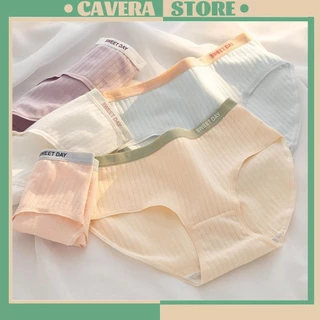 Quần lót nữ cotton - Quần chip nữ cute Nhật Bản gân tăm co giãn mềm mịn Cavera L0763