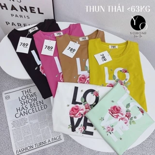 Áo thun thái 789 nữ from vừa cổ tròn nhiều màu in bao đẹp YOHOMI mã LOVE