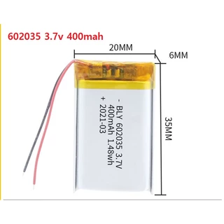 Pin sạc Lithium LiPo 1s 3.7V 400mah 602035 Tai Nghe Loa Mp3 MP4 MP5 GPS PSP Bluetooth Mới 100%