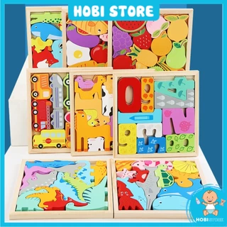 Đồ chơi ghép hình gỗ 3D tangram bộ lắp ráp xếp hình tranh bằng gỗ nhiều hình ngộ nghĩnh phát triển tư duy trí tuệ cho bé