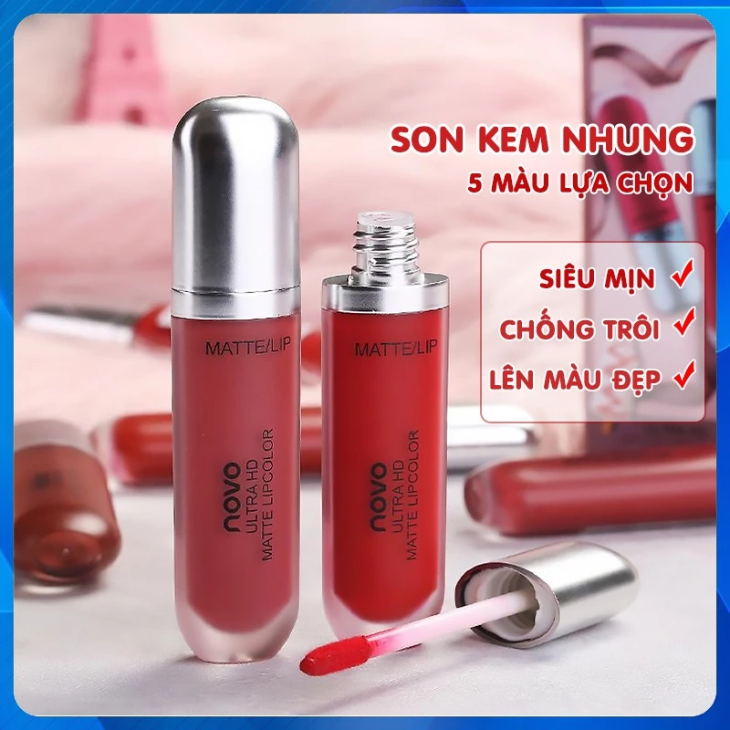 Son kem lì, Son novo đỏ nâu, bền màu chống trôi, Son nội địa Trung siêu mềm mịn môi không khô môi