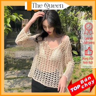 Áo Choàng lưới tim phụ kiện phối cùng Bikini  đồ bơi Đi biển The Queen 049