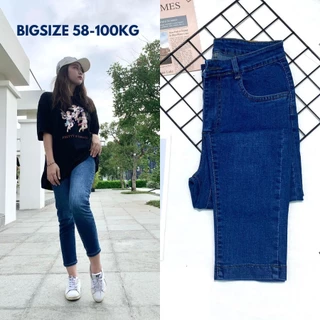 Quần Jeans Ngố Lững Nữ Bigsize từ 58-100kg Lưng Cao Co Giãn Dài 86cm Lưng Cao GJean ,Quần Bò Lững Nữ Dáng Skinny