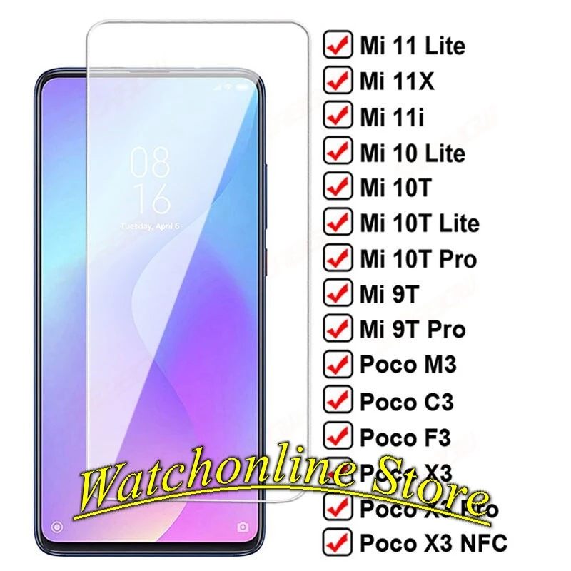 Kính cường lực 2.5D cho Xiaomi Mi 10 11 Lite 11X 10T 9T Pro 10i 11i Poco X3 NFC F3 GT C3 M3