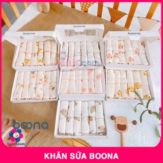 Khăn Sữa Boona, Set 6 Khăn Xô Muslin Siêu Mềm Mịn 2 Lớp, Set 5 Khăn Sữa Muslin Emom Rửa Mặt, Tắm Cho Bé Sơ Sinh