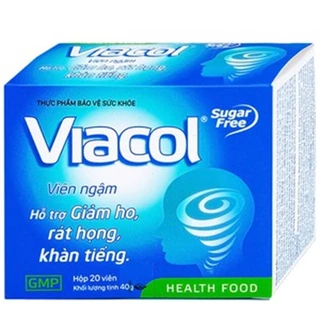 Viên Ngậm VIACOL Không Đường - giảm đau rát cổ họng - Hộp 20 viên