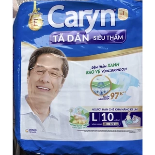 1 Gói Tã dán Caryn L10 (Caryn ML10) Siêu thấm Đệm thấm xanh bảo vệ vùng xương cụt - Date luôn mới