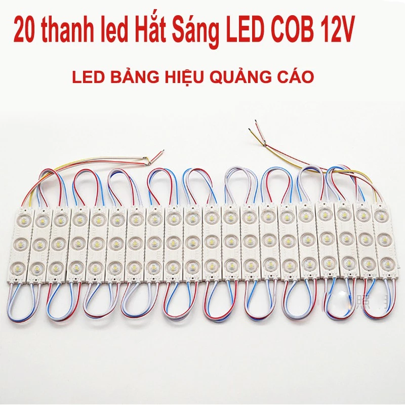 Cuộn 20 Thanh LED Hắt Sáng 12V Chống nước Gắn Logo Bảng Hiệu Quảng Cáo, Cực Sáng