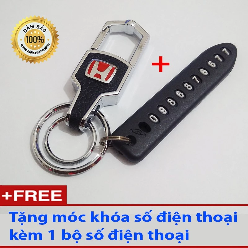 Móc khóa Thái Lan Logo Honda Tặng móc khóa số điện thoại chống mất