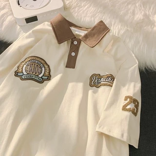 [ Rẻ Vô Địch ] Áo polo tay lỡ form rộng unisex, Áo thun cổ bẻ chất cotton túi rip