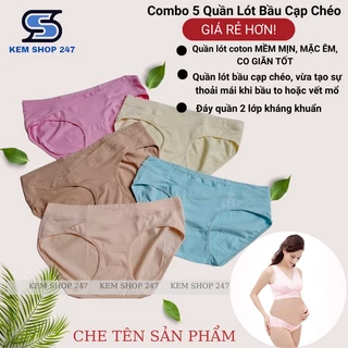 Combo 5 quần lót bầu nữ cạp chéo chất cotton túi zip cao cấp KEM SHOP 247