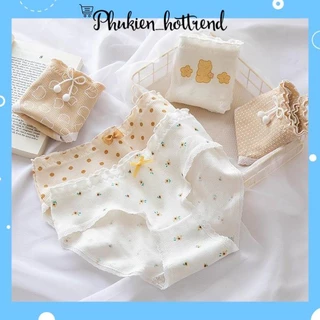 Quần Lót Cotton Nữ Tone Màu Trà Sữa Chấm Bi Siêu Xinh Siêu Hot MS2116