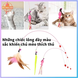 Đồ chơi cần câu mèo gắn lông vũ Đồ chơi cho mèo Đồ chơi tương tác thú cưng que trêu ghẹo mèo đồ chơi thú cưng, gậy mèo