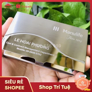 Hộp name card visit khắc logo Manulife làm quà tặng cap cấp- khắc tên lấy ngay