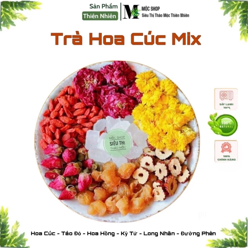 TRÀ HOA CÚC TÁO ĐỎ-KỲ TỬ-HOA HỒNG-LONG NHÃN (khoẻ -đẹp da-thanh lọc cơ thể)