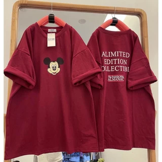 [Rẻ vô địch] Áo thun tay lỡ cotton khô 3158 in hình 2 mặt mickey ALIMITED