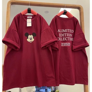 [Rẻ vô địch] Áo thun tay lỡ cotton khô 3158 in hình 2 mặt mickey ALIMITED