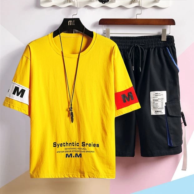 Bộ quần áo nam bộ quần áo nữ bộ quần áo unisex phối chữ M 2 tay áo  phong cách năng động trẻ trung BEMINE MQA 005