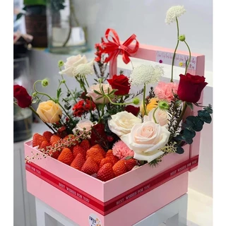 Hộp giấy vuông cao cấp nắp kính🔥hộp giấy châu âu🔥hộp cắm hoa, đựng qà, trái cây