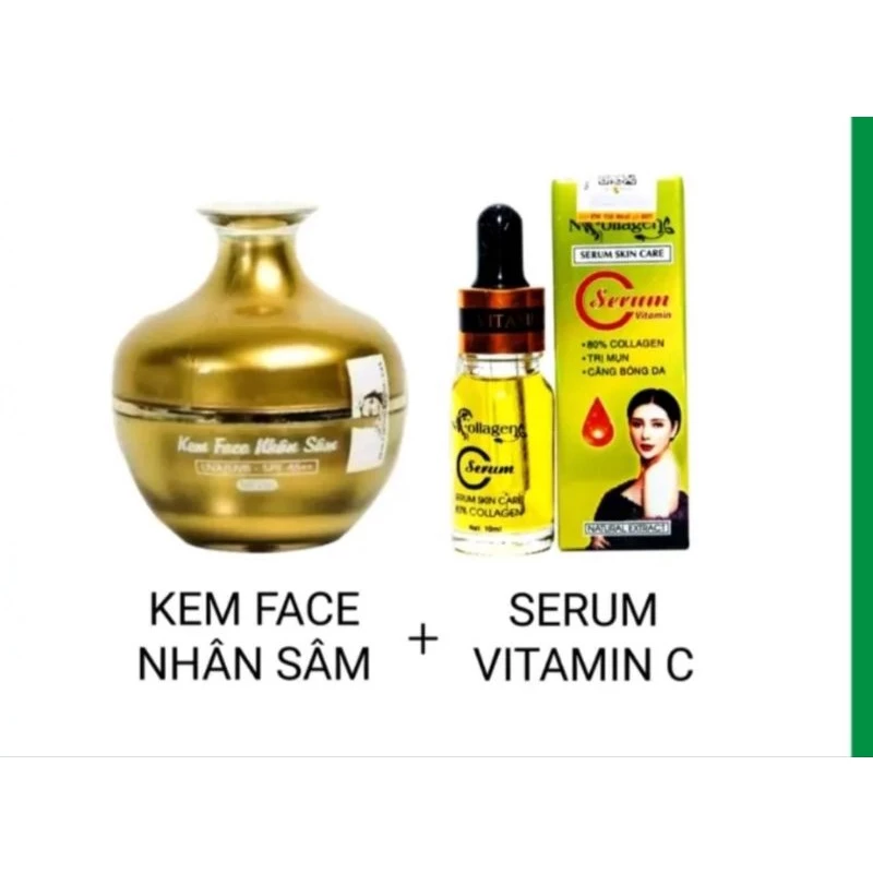 kem sâm+ serum c trắng da mờ nám