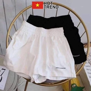 Quần đùi thêu chữ dáng rộng cạp chun HOTTREND - Quần short nữ phong cách hàn quốc ulzzang cá tính