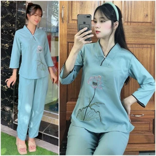 CÓ BIGSIZE 3XL Đồ lam đi chùa katê nút ngọc sen nhiều màu