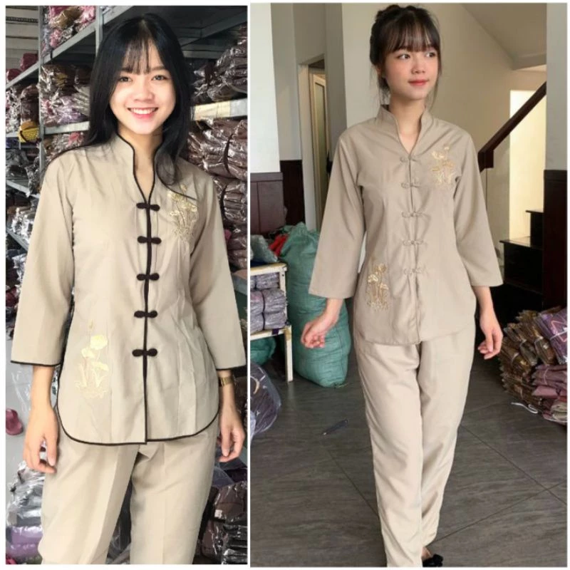 CÓ BIGSIZE 3XL Đồ lam đi chùa set bộ nữ katê sẩm tàu giữa đủ size