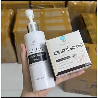 Kem dưỡng trắng chống nắng summi 200ml+ tẩy tế bào chết (combo)