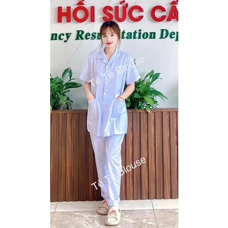[Ảnh Tự Chụp Cận Chất] Áo Blouse Nữ Cộc Tay cho Sinh viên, Y tá, Điều dưỡng, Dược sỹ, chất Thô Cotton màu trắng