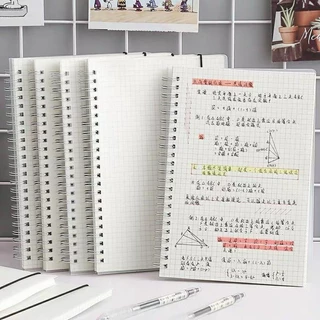 [SIÊU RẺ] Sổ lò xo caro, sổ caro A6/A5/B5 còng xoắn bìa nhựa trong Bullet Journal