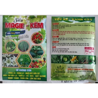 Siêu magie-kẽm, trị vàng lá,xoăn lá, cháy đầu lá, thối lá, thối quả 50g