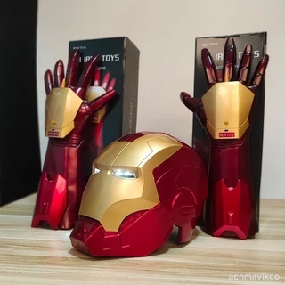 Mũ bảo hiểm Iron Man mk5 Jarvis đeo điện có thể biến dạng phát sáng cánh tay găng tay mặt nạ trẻ em đồ chơi