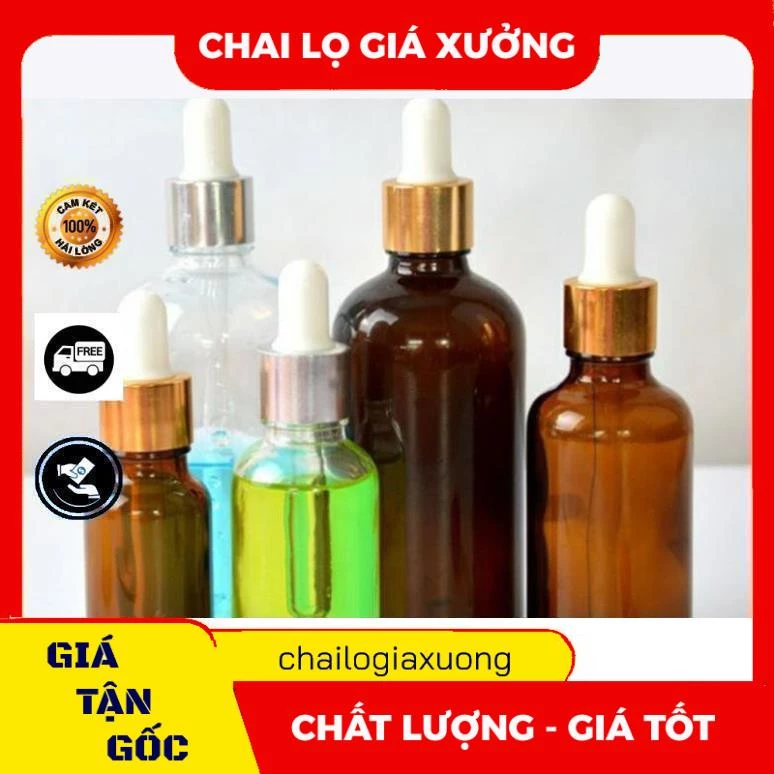 Chai Lọ Chiết Serum ❈ GIÁ XƯỞNG ❈ [50ml/100ml] Chai Lọ đựng tinh dầu bóp giọt Khoen Vàng / Chai Lọ chiết mỹ phẩm .