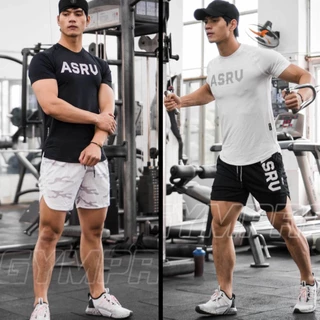 Bộ Đồ Tập Gym Nam ASRV Cộc Tay Thun Lạnh Co Giãn 4C Thấm Hút Mồ Hôi - Hàng mới về