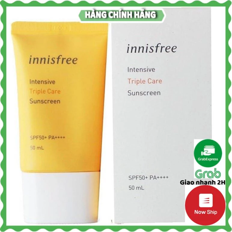 Kem Chống Nắng Innisfree Intensive Triple-Shield Sunscreen SPF 50+/PA++++ 50ml Chống Trôi - MÀU VÀNG