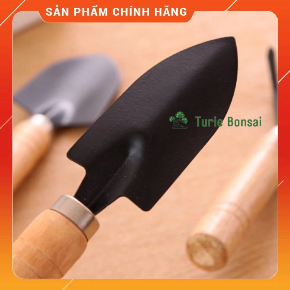 Bộ 3 món Dụng cụ làm vườn cán gỗ Xẻng + Bay + Cào đất trồng rau trồng hoa chăm cây cảnh