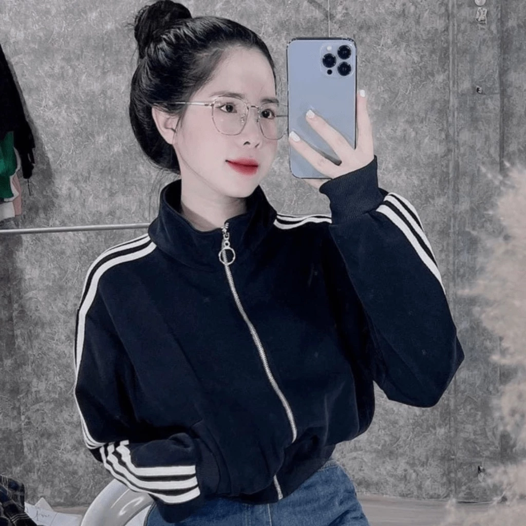 (HCM) ÁO KHOÁC NỈ NGOẠI CROPTOP SỌC TAY , THỜI TRANG GENZZ HOT TREND SÀNH ĐIỆU , CHE MƯA CHE NẮNG (HM) LANA FASHION