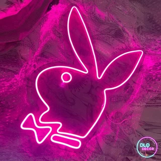 Đèn led neon playboy DLQdecor 18 x 27 cm màu hồng decor phòng ngủ