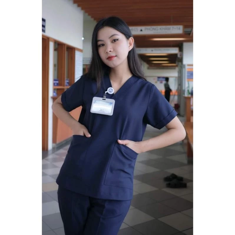 Bộ Scrubs cổ tim phòng mổ, đồng phục Spa, phòng khám, Bác Sĩ, quần áo phòng mổ, phẫu thuật vải KATE