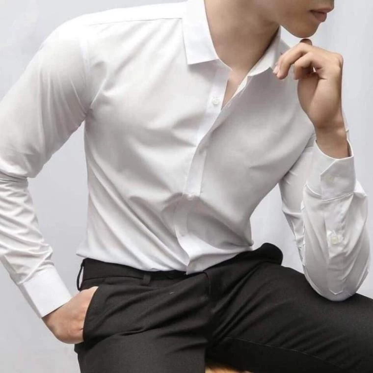 Áo sơ mi nam trơn dài tay,  áo sơ mi trắng công sở sinh viên chất liệu cotton mịn cao cấp