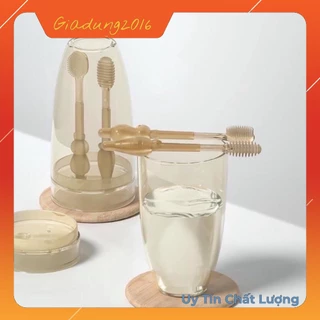 🌏FREE SHIP🌎 Set Rơ Lưỡi + Bàn Chải Silicon Cho Bé 0-18 Tháng Tuổi