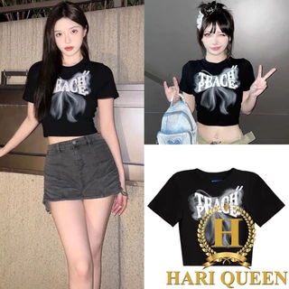 Áo croptop TEACH PEACE body dáng ôm HARIQUEEN