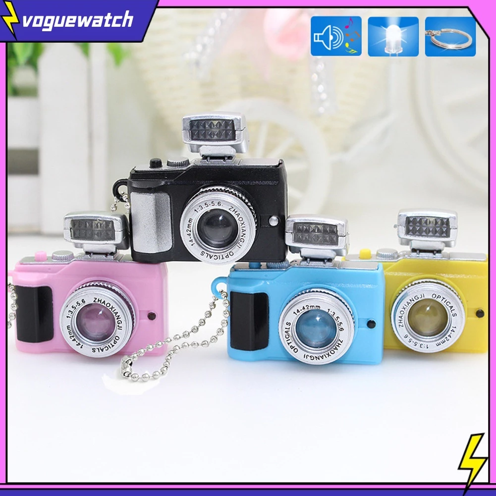 <Vogue> Móc khóa hình camera mini có đèn LED độc đáo