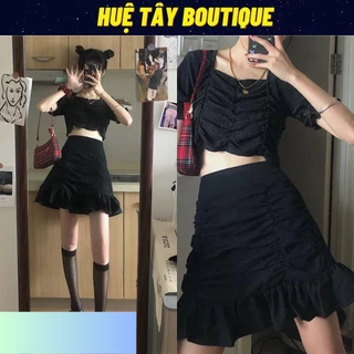 Chân váy nữ, chân váy đuôi cá màu đen trắng size S M L SKUCV-11A