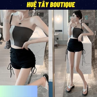 Quần đùi nữ, quần nữ dây rút hông chất thun gân nhiều màu size S M L SKUQ-42A