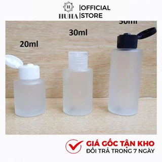 Vỏ Chai Thủy Tinh Mờ Vai Ngang Nắp Bật 20ml,30ml,50ml Chiết Mỹ Phẩm HUHA