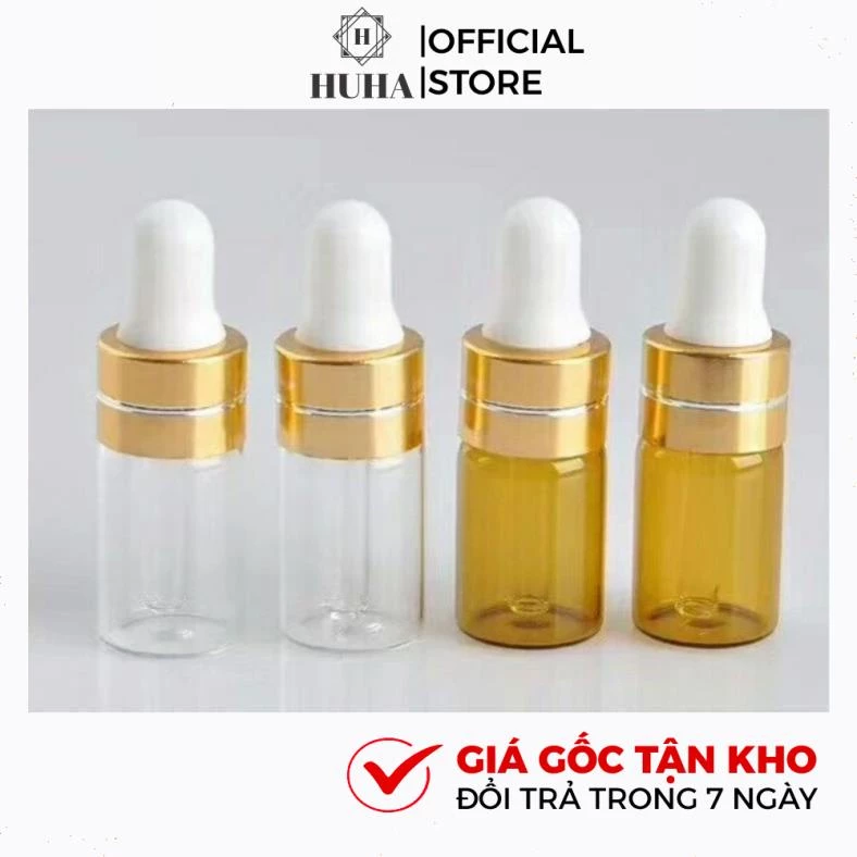 Vỏ Chai Lọ Chiết Tinh Dầu Mỏng, Nước Hoa 3ml,5ml,2ml Khoen Vàng HUHA